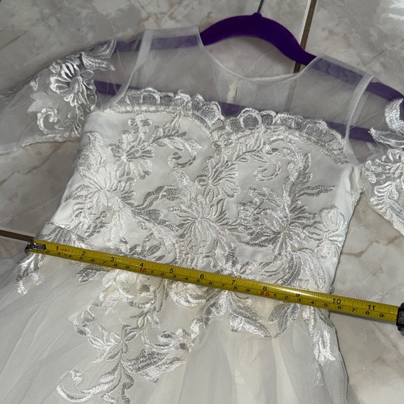 USED- 2 Bundle- Elegant White Lace Tulle Dresses - Picture 11 of 16